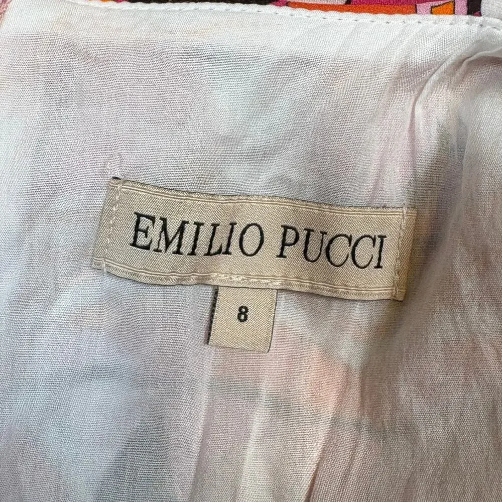 Emilio Pucci Junior Kids Kaleidoscope Geometric Pleated Dress Size 8